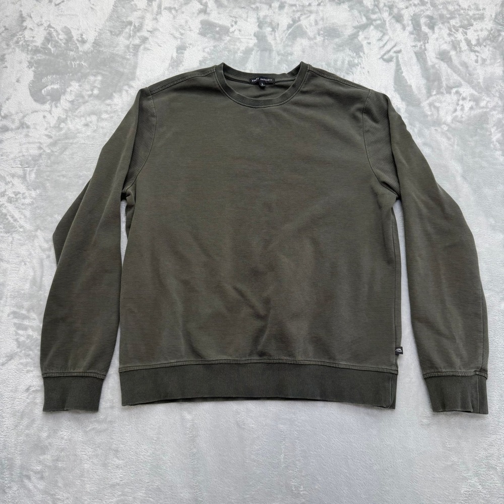 Robert Barakett Crewneck Mens Large Green Ilford LS Ribbed Pullover Sweatshirt